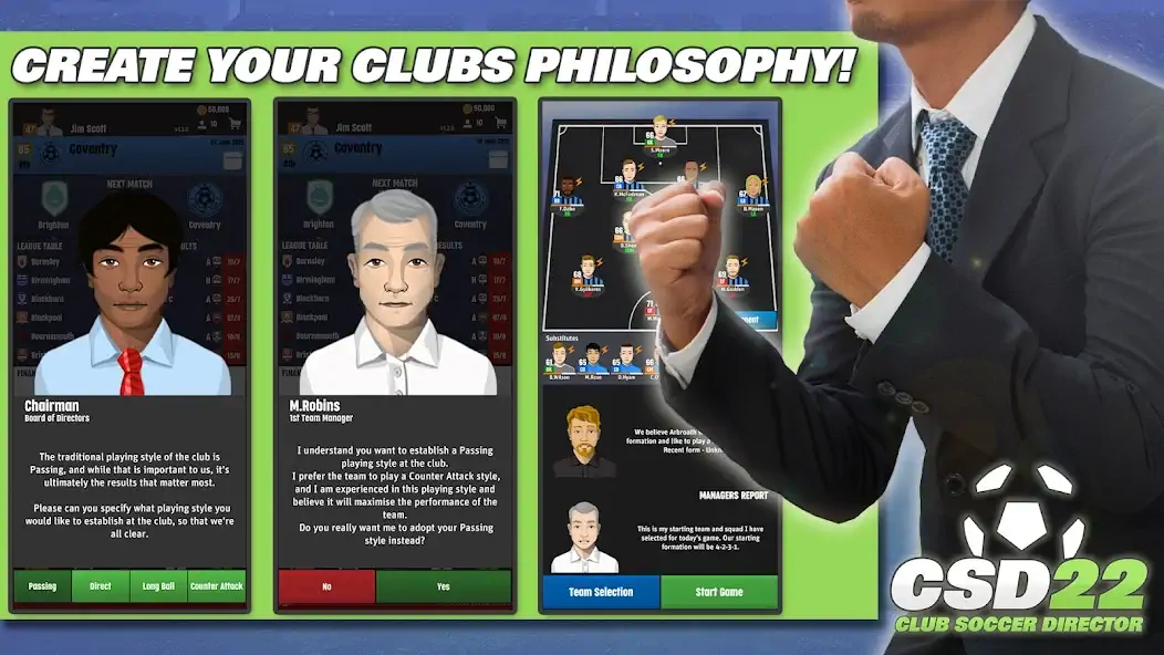 Скачать Club Soccer Director 2022 [MOD Бесконечные монеты] на Андроид